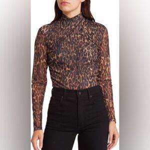 AllSaints Size 2 Tia Antia Print Top Leopard Print Long Sleeve